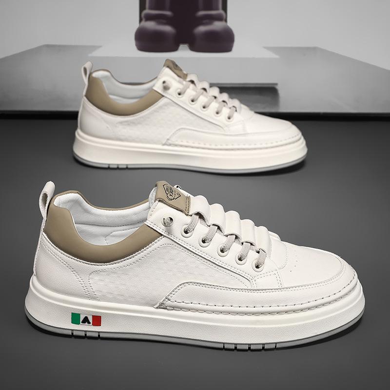 Men's Shoes Autumn Business Casual Board Shoes One Pedal Soft Sole Lightweight Leather Surface Waterproof Work Small White Tide Shoes