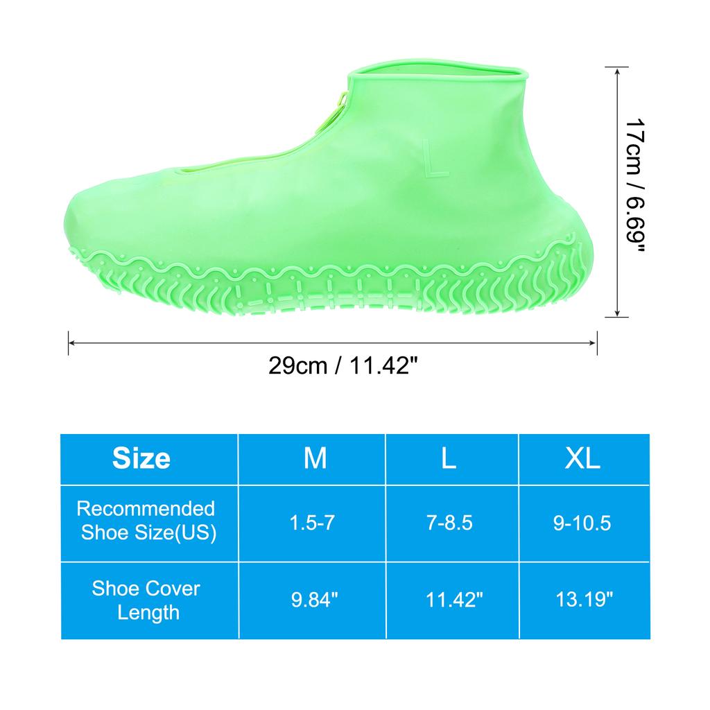 Silicone WaterProof Shoe Covers Zipper Shoe Protector  Reusable Non-Slip Rain Boot Overshoes Walking Shoes  for Men Women