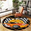 1PC Race Car Flag Round Chair Mat Area Rug - Non-Slip, Floor Mat for Office, Bedroom, and Indoor Decor -Gift D1127221