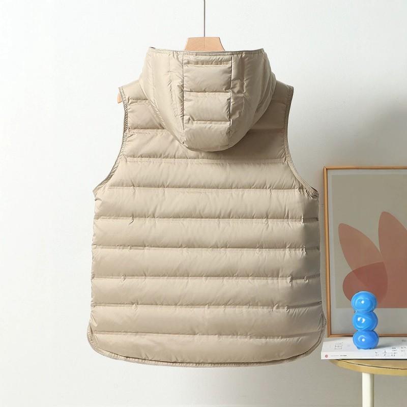 Womens Lightweight Hooded Down Vest Short Puffer Sleeveless Jacket Warm Thin Outerwear