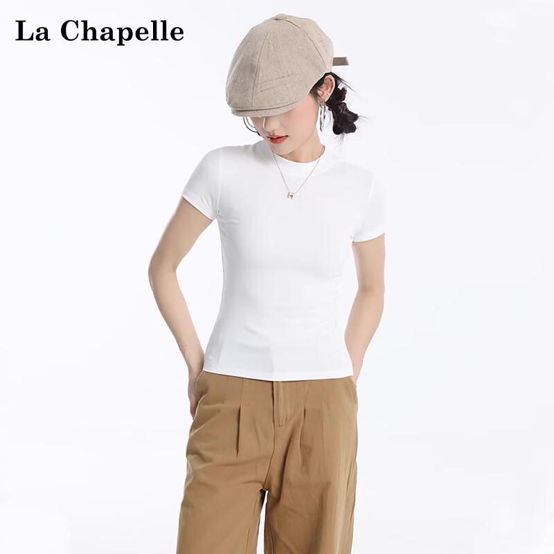 La Chapelle Women's Slim-Fit Mock Neck Short Sleeve T-Shirt