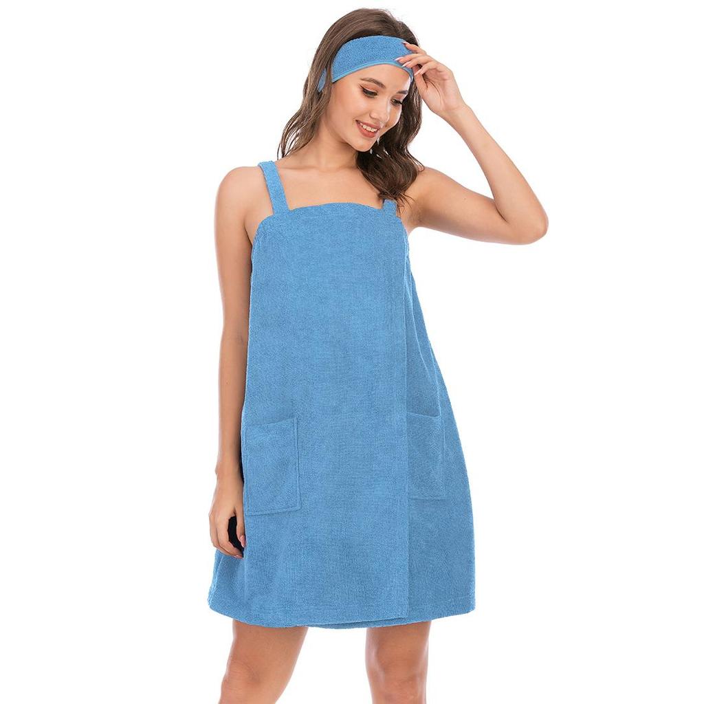 Parlak Geyik Kadın Terry Spa Banyo Sarma Havlusu Robe Askılı Hızlı Kuru Havlu Kumaş Velcro Elastik Duş Bornoz Kafa Bandı ile Yumuşak Spor Salonu Havuz Örtüsü