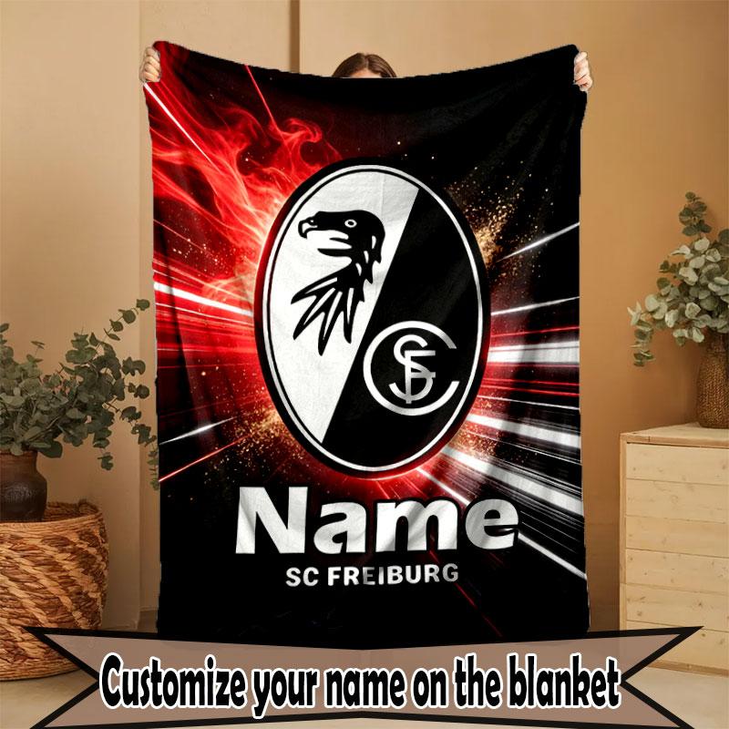 Custom Name Personalized SC Freiburg Print Blanket, Home Decor, Bedroom, Sofa, Camping, Couch, Gifts for Birthday Christmas