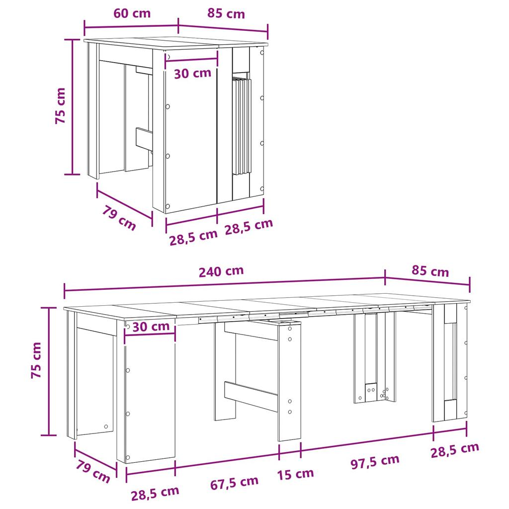 Dining Table 240 x 85 x 75 cm Particleboard Sonoma Oak