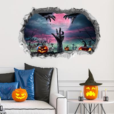 Halloween 3D desivé nálepky na stenu Odnímateľné umelecké nástenné nálepky na párty Dekor