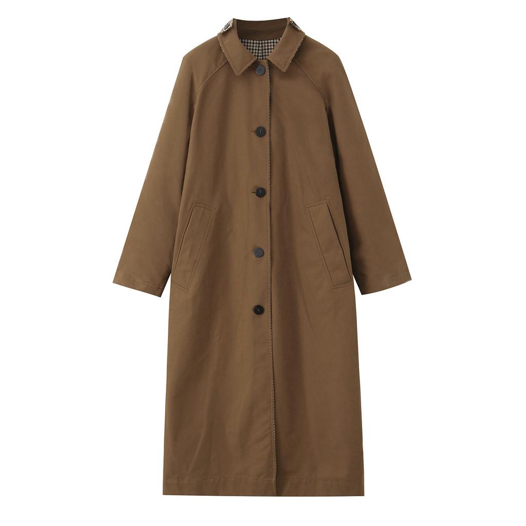 European and American style, new women's clothing, fashionable, casual double-sided plaid lining trench coat