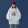 2026 Women's Printed Hoodie: New Winter Plus Velvet, Loose Korean Style for Spring & Autumn.