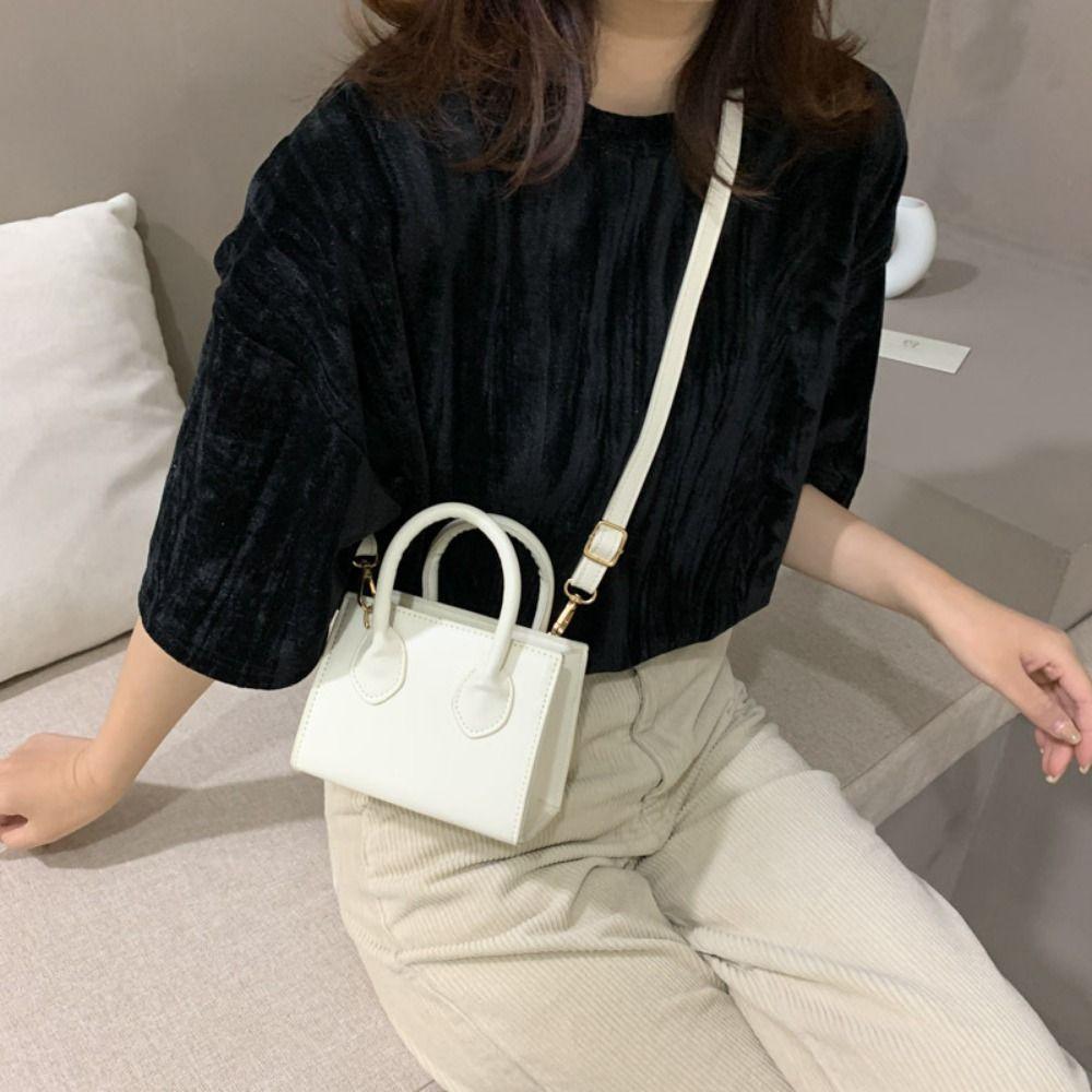 PU Leather Small Square Bag Minimalist Women's Crossbody Bag Mini Handbag  Literary Crowds