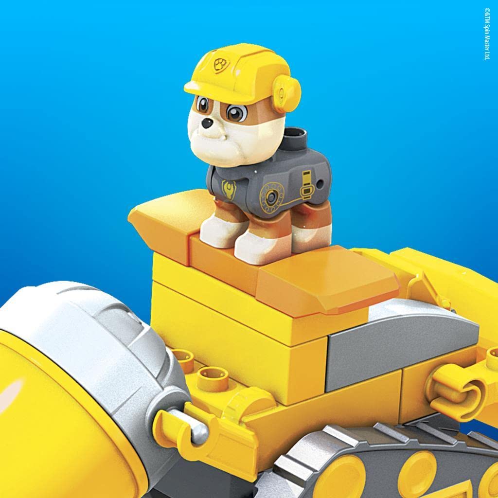 Mega Bloks Paw Patrol The Movie Rubble Super Power Bulldozer, Ages 3 and up, GYW91, Yellow