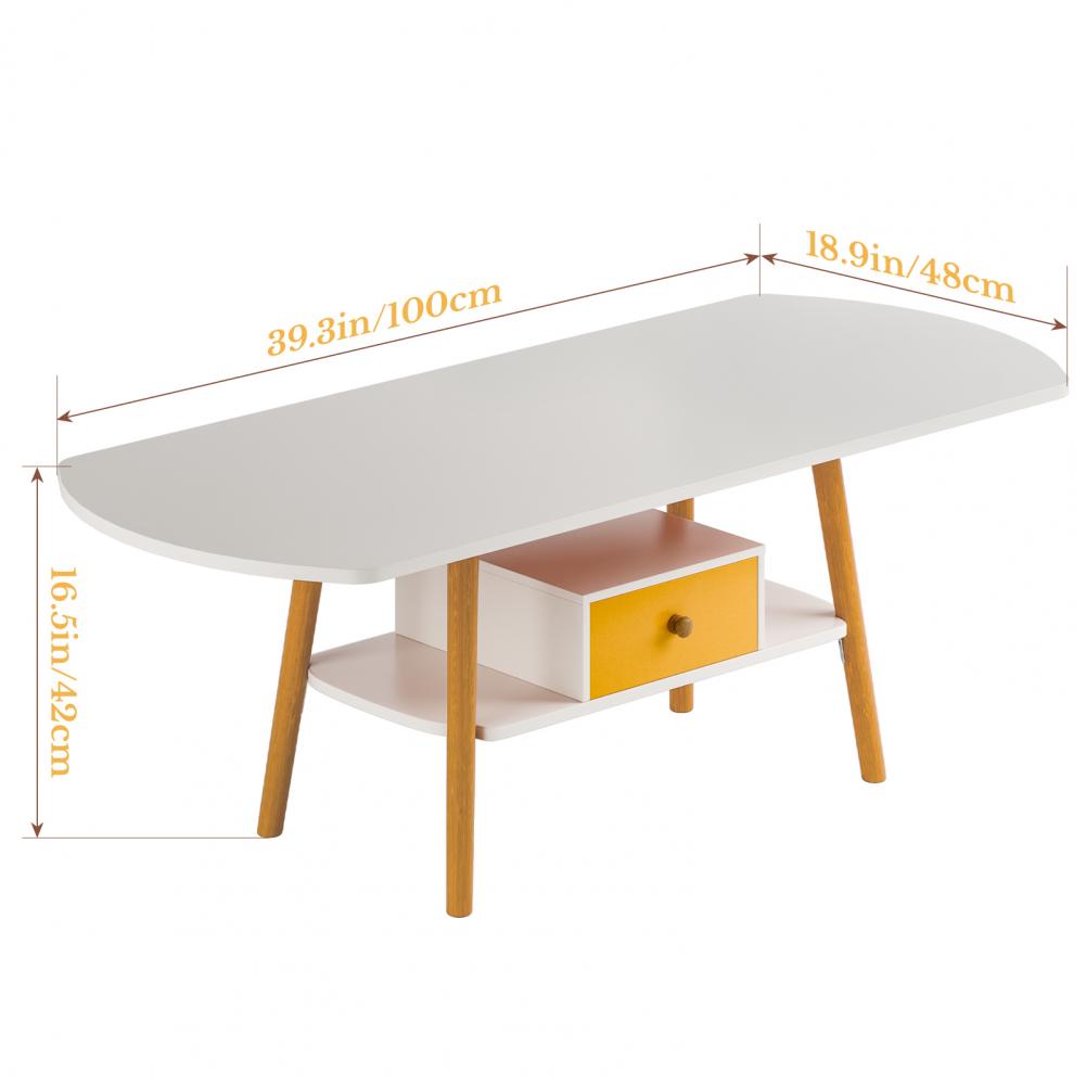 Modern Coffee Table with Double Storage Shelves – Living Room Center Table, Eco-Friendly Finish & Easy Assembly Required