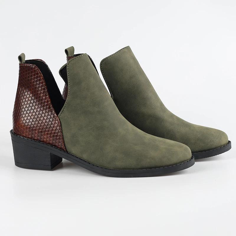 

Женские осенние ботильоны на низком каблуке, удобные, однотонные, повседневные, на молнии, однотонные, женские короткие ботинки, большие, новинка 2025 года 43