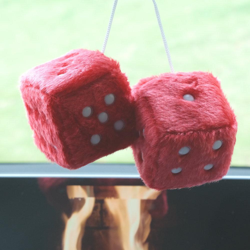 1PC Car Fuzzy Plush Dice with Dots Retro Square Plush Hanging Mirror Fuzzy Dices Kid Toys for Car Interior Ornament Decoration