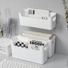 White Wall Hanging Storage Box, 1 /2 Wall Hanging Storage Artifacts, With Sticky Hooks, Suitable For Bedroom, Bathroom, Kitchen