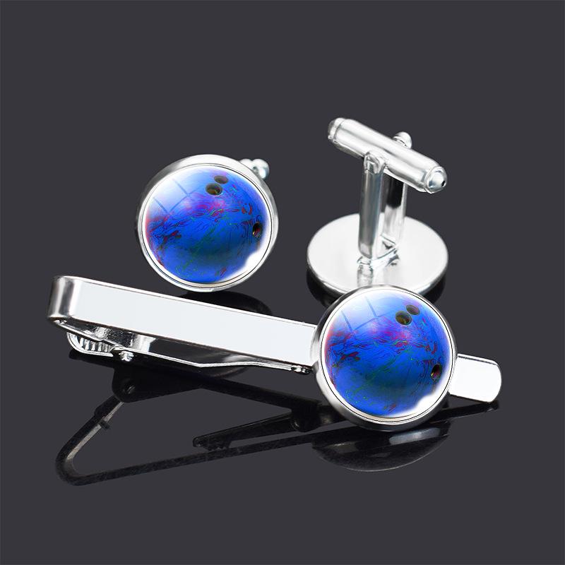 Men's Basketball & Football Cufflink Tie Clip Set - Perfect Valentine's or Father's Day Gift