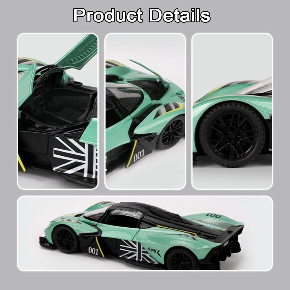 1:32 Valkyrie DB12 Sports Car Toy Models Alloy Diecast Sound Light Supercar Doors Opened Pull Back Toys Kids Gift Collection