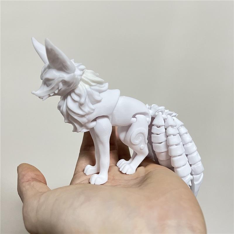 3D Printed Multi-joint Movable Model Nine-tailed Fox, Home Decoration, Children's Birthday Gift Toy
