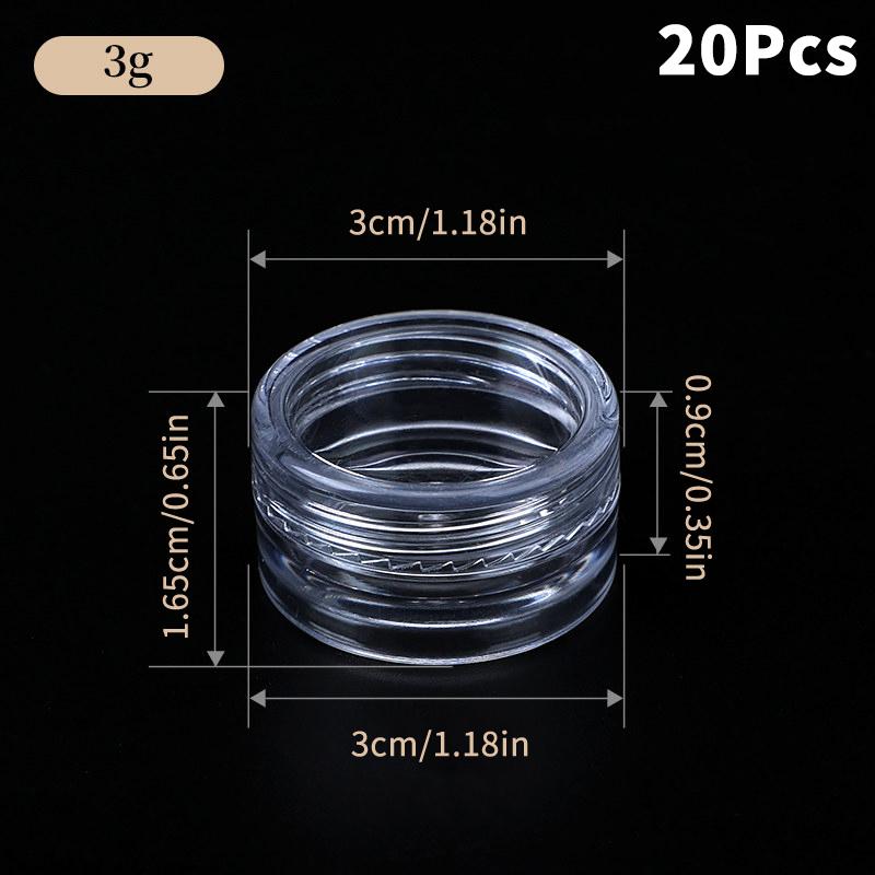 

3G 5G 10G 15G 20G Cosmetic Cream Jar Empty Clear Eyeshadow Nail Glitter Lip Balm Container Makeup Sample Pot Bottle Plastic A5