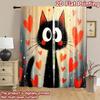 2D flat printing 2pcs Party Window Curtains Black Cat Hearts Digital Printed Polyester Drapes Festive Curtains Use for Home Wall