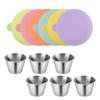 6pcs Stainless Steel Sauce Containers Reusable Leak-proof Salad Dressing Container Condiment Cup