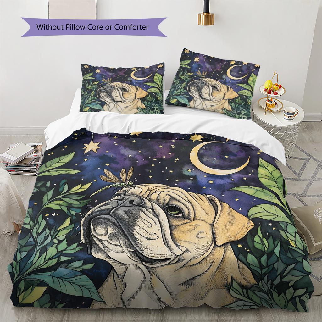 Watercolor Dog Pattern Bedding Quilt Set Home Decoration Gift (1 * duvet cover + 2 * pillowcase without core)