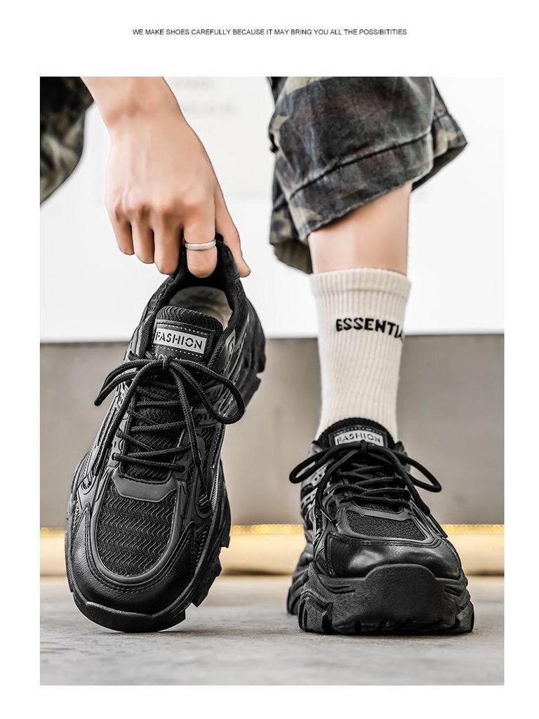 Men's Trendy Korean-Style White Summer Sneakers: Versatile, Thick-Soled Casual Sports Shoes for Teens and Dads