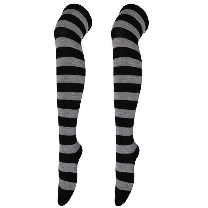 Academy Style Women's Striped Knee-High Cotton Socks - Three Stripes, Perfect for Dance Performance