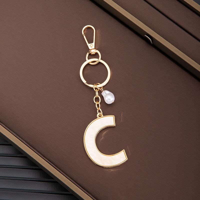 Chaveiro Pingente Nome Letras Criativas 26 Letras Pérola Imitação Concha Pingente de Bolsa Popular Acessórios