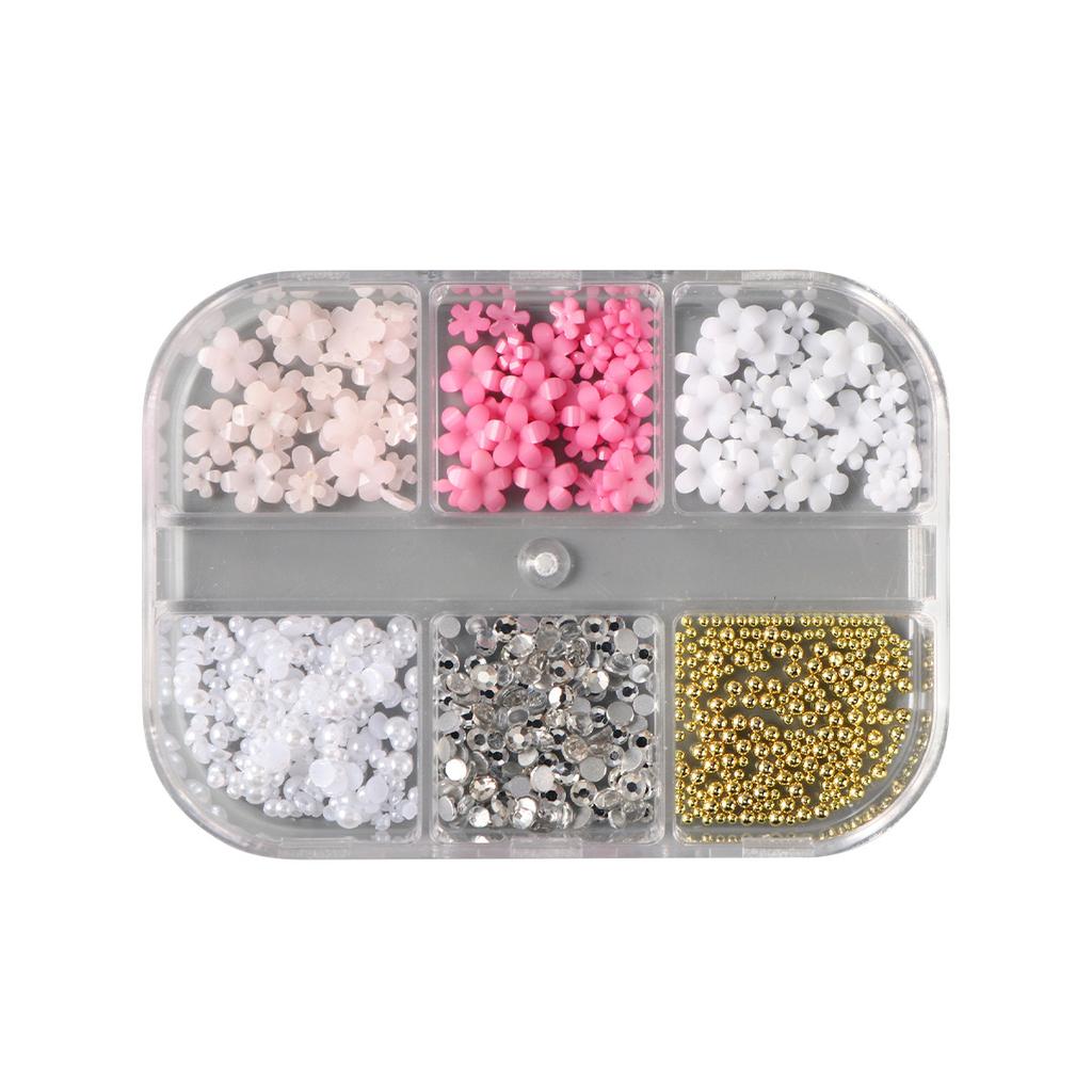 New Nail Art Jewelry Three-dimensional Small Flower Steel Ball Pearl Diamond Jewelry Mixed Nail Art Jewelry