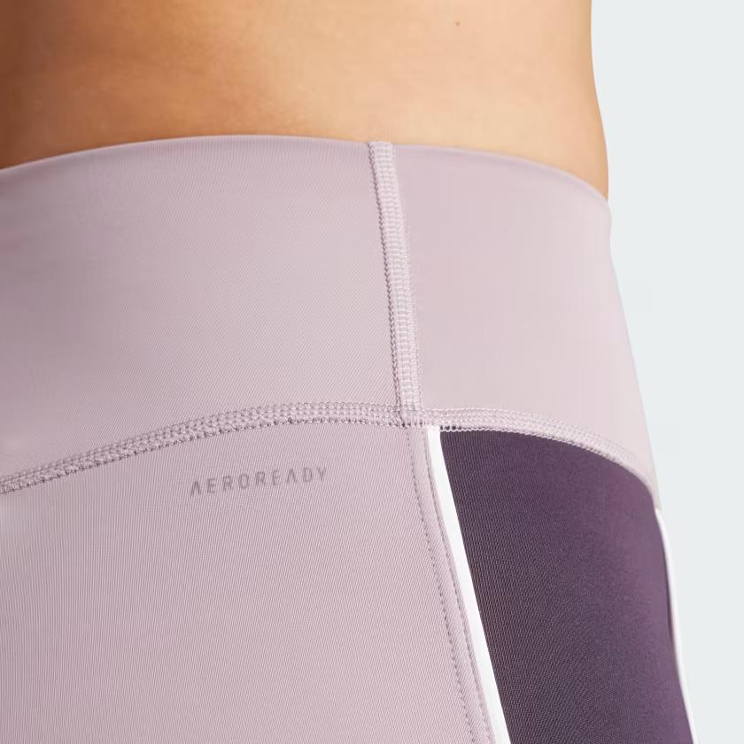 Adidas Optime Hr Cb 7/8 Leggings Color Block High Waist Slim Fit Sport Pants Women leggings Purple IN5888