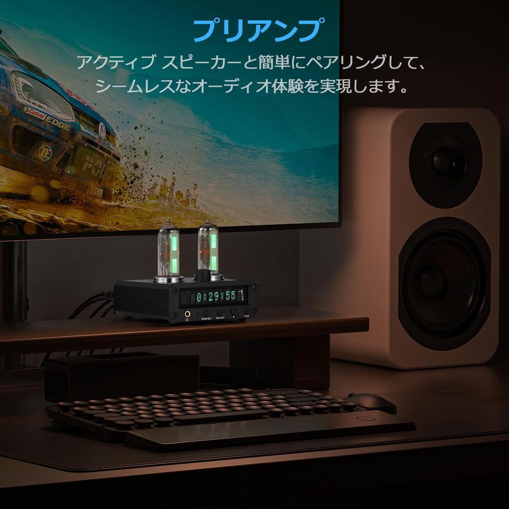 Nobsound 6E2 Vacuum Tube Preamp Stereo Headphone Amplifier Sound Level Indicator FM Radio Clock Table Clock P2-FM MIC/AUX