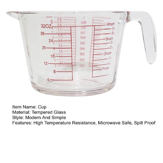 Yousheng Glass Measuring Cup Triple Measurement Scale Cup Heat Resistant Microwave Safe Kitchen Tools with V-Shaped Spout And Ergonomic Handle