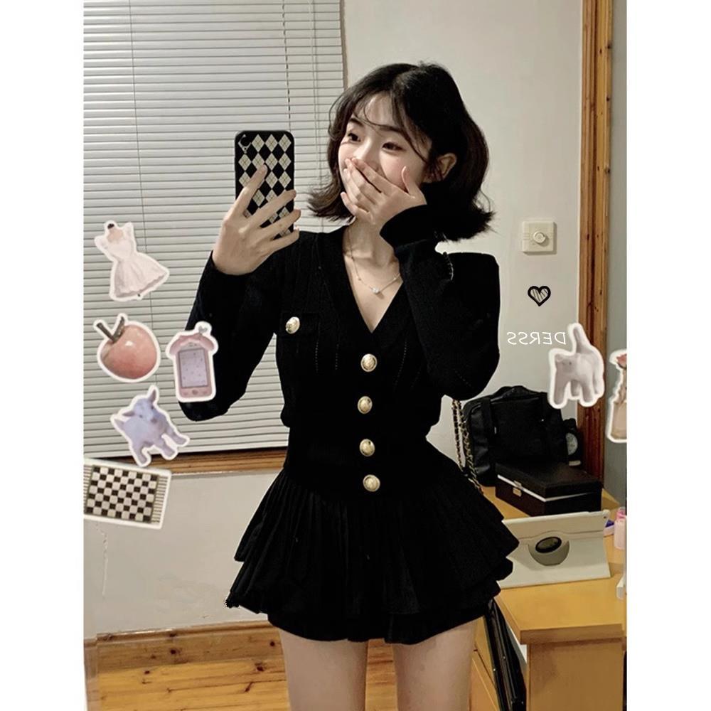 

Шикарный трикотажный кардиган с V-образным вырезом и юбка миди - женский костюм-двойка XL