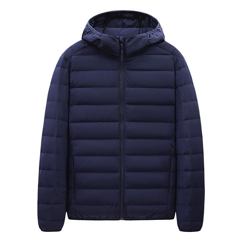 Men's Lightweight Hooded Down Jacket, Winter 2026 - Short, Warm, Trendy, 90% White Duck Down.