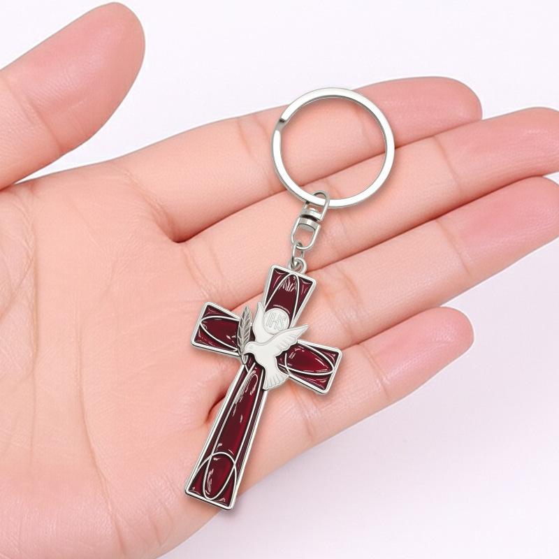 Zdroj them Kreativní kříž holubice míru Šperky Klíčenka na auto Přívěsek Ozdoba