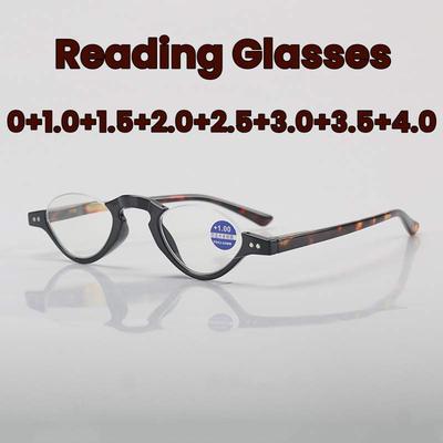 Vintage Half Frame Reading Glasses Women Men High-Definition Anti-Blue Light Presbyopia Glasses Unisex With Plus Diopters To+4.0