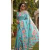 Soft Chinon silk saree floral digital print with beautiful handwork and hand work with cut-work  border