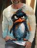 Men's Long Sleeve Shirt Fashion 3D Animal Print Top T-Shirt