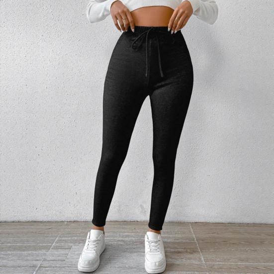 Women Pencil Pants Imitation Jeans High Waist Thickened Velvet Lined Warm Leggings Tight Fit Pants with Pockets