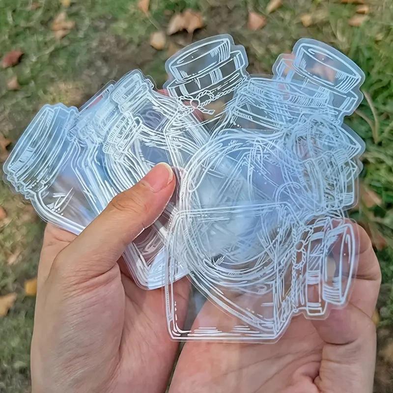 Transparent Glassware Bottle Shape Stickers Sticker Pack Natural Flower Decorative Stickers For Scrapbook Planner Album