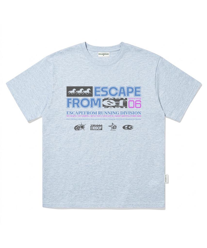 ESCAPEFROM Moving Triple Horse Print Oversized Short Sleeve T-Shirt Black