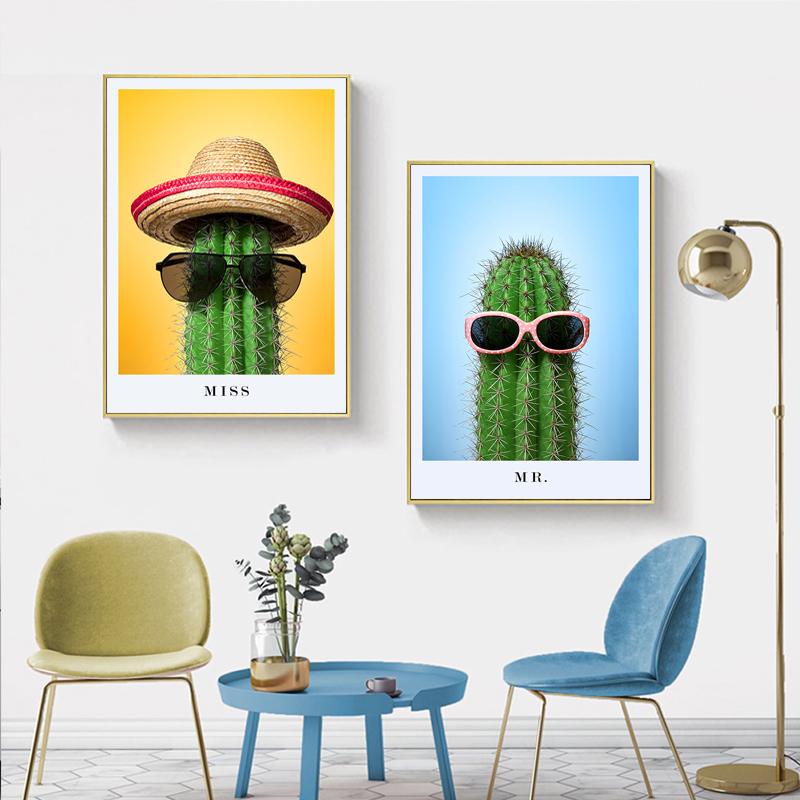 Kaufe Nordic Cartoon Grne Pflanze Wand Kunst Dekoration Kaktus Sonnenbrille  Leinwand Gemlde Poster Drucken Bilder fr Innen Wohnkultur zum Preis ab  0.69 | Joom