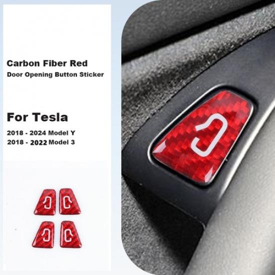 Carbon Fiber Interior Door Lock Switch Cover For Tesla Model 3 Y 2018-2025