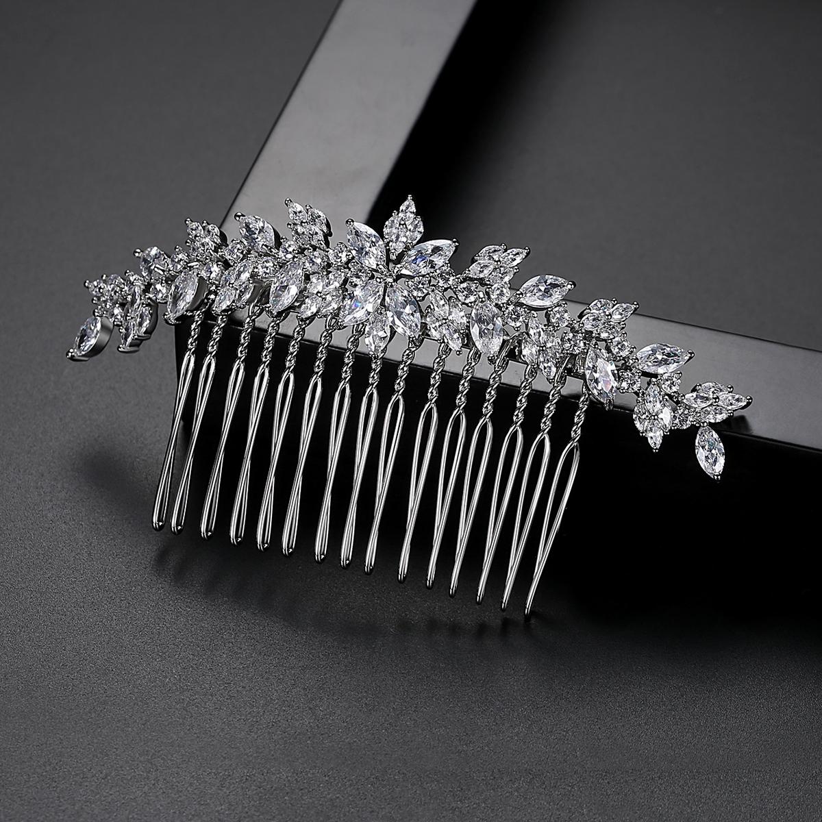 LUOTEEMI Wedding Flower AA a Cubic Zircon Hair Pins for Woman Vintage Style Jewelry Design