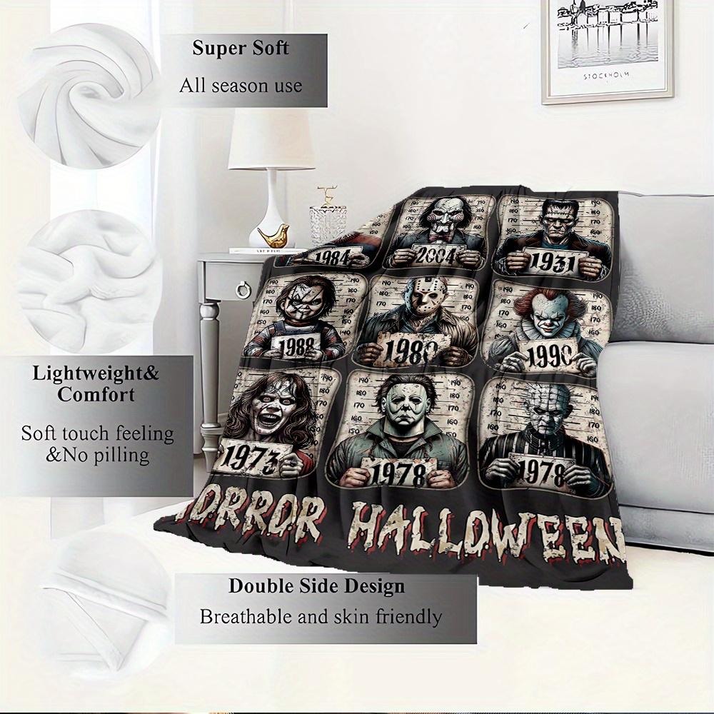 1pc Horror,Halloween,CharactersTheme Digital Printed Flannel Blanket, Super Soft Plush Fleece Bed Cover, Multi-Function Four Seasons Hypoall