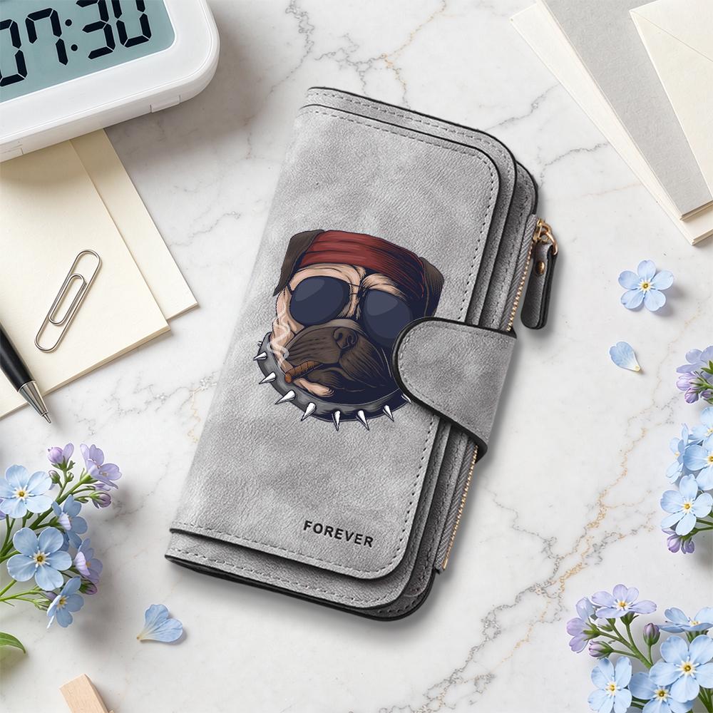 Cool Pirate Dog Pattern Long Wallet Fashion Casual Multi Card Slot Portable Purse