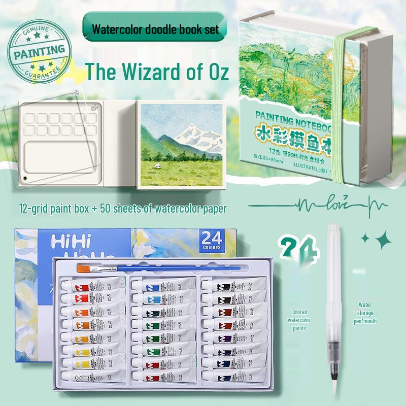 Moyu Watercolor & Acrylic Travel Sketching Set: Portable Palette, Drawing Board, and Book for Painting and Sketching.