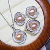 Rich and Noble Freshwater Pearl Necklace Set: 8-9mm, Minor Imperfections, Good Luster, 18K Gold Plated, Micro-Paved, Versatile Jewelry.