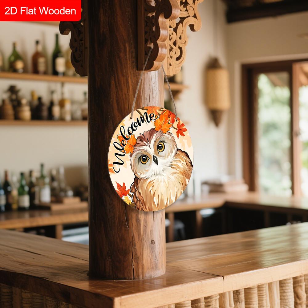 4 Verschiedene Eulen-Stile Holzschild, Einzigartiges Rundes Schild für Haustür, Wandbehang-Dekor, Ideales Geschenk für Freunde & Familie