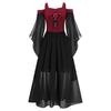 Halloween Gothic Dresses for Girls Butterfly Sleeve Lace Up Dress Cold Shoulder Flowy Medieval Cosplay Dress