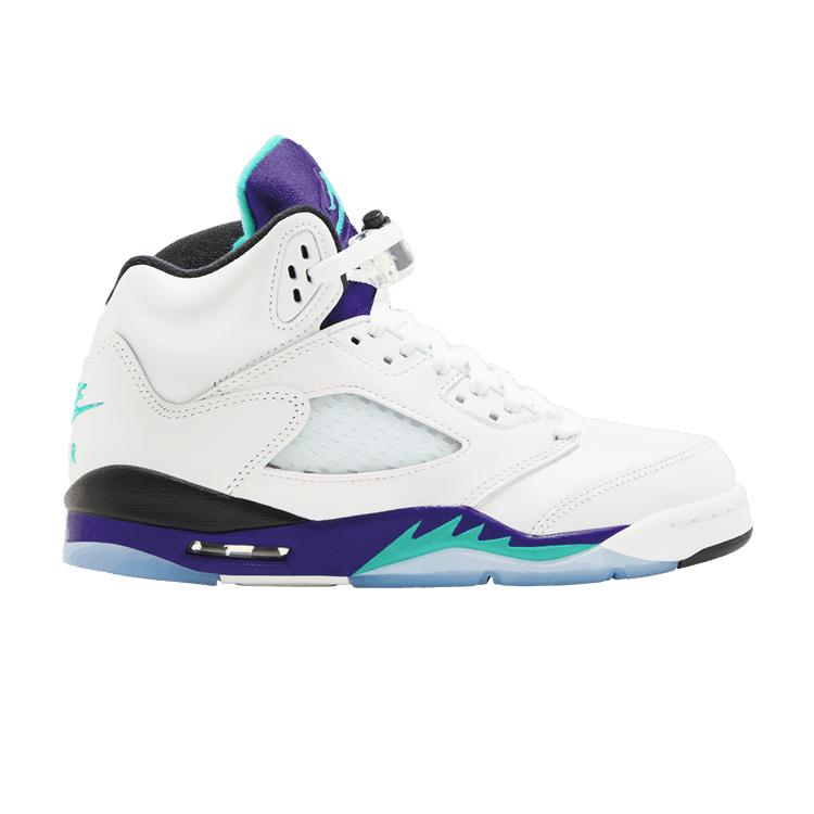 

Air Jordan 5 Retro GS Grape 2025 Детские кроссовки Белый Ново-Изумрудный Виноградный Лед HQ7980-100 36